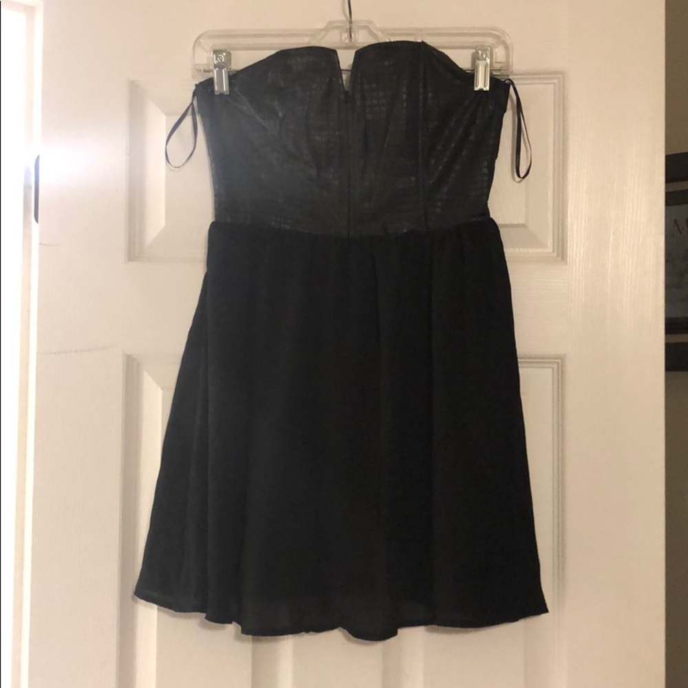Strapless empire waist mini dress